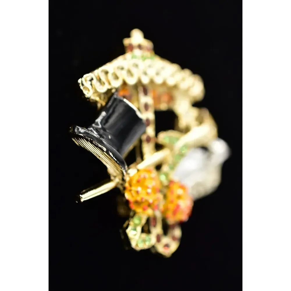 Lindeburg Vintage Umbrella Hat Cane Pin Brooch Singing In Rain 1970s Signed 9B